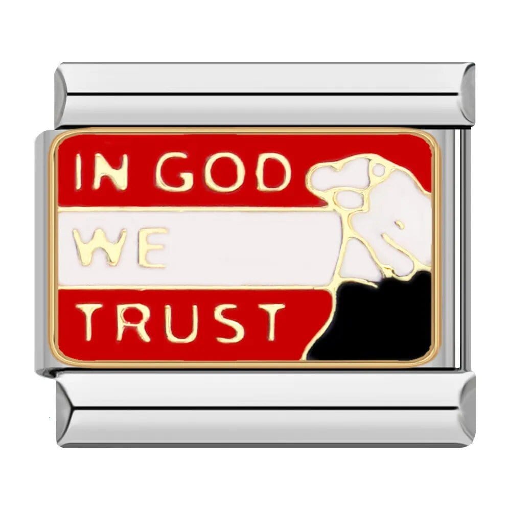In God We Trust - Cacilia Sauer - Italian Charm Bracelet - custom jewelry - vintage jewelry - charms and pendants