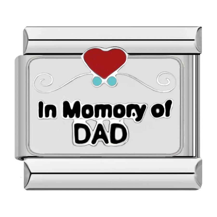 In Memory Of Dad Italian charm link, 9mm stainless steel module