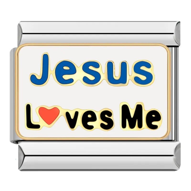 Jesus Loves Me - Cacilia Sauer - Italian Charm Bracelet - custom jewelry - vintage jewelry - charms and pendants