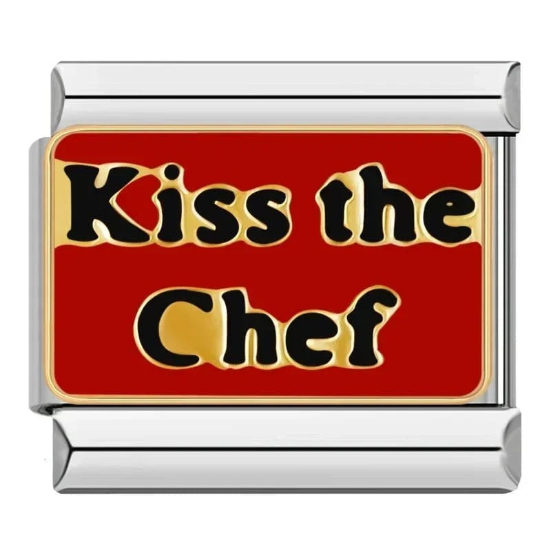 Kiss The Chef Italian charm link, 9mm stainless steel module