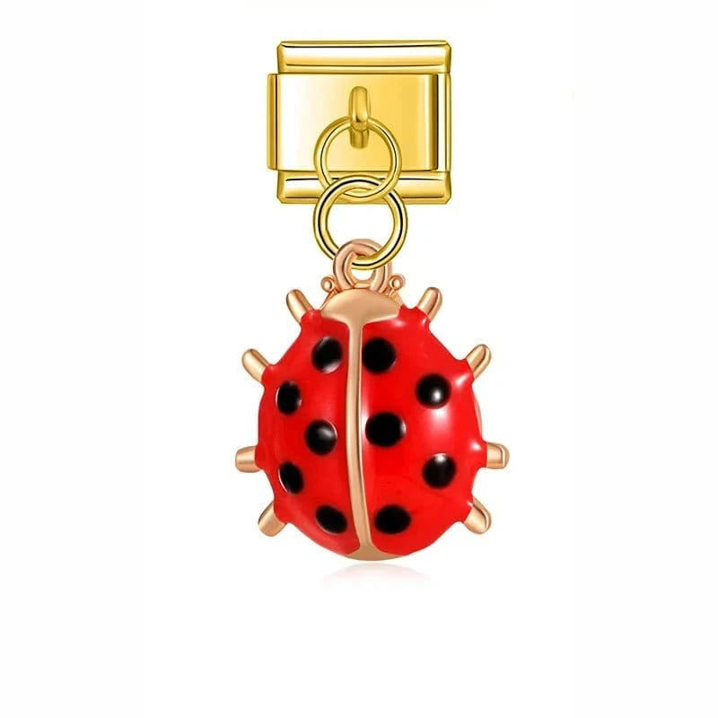 Lady Bug - Cacilia Sauer - Italian Charm Bracelet - custom jewelry - vintage jewelry - charms and pendants