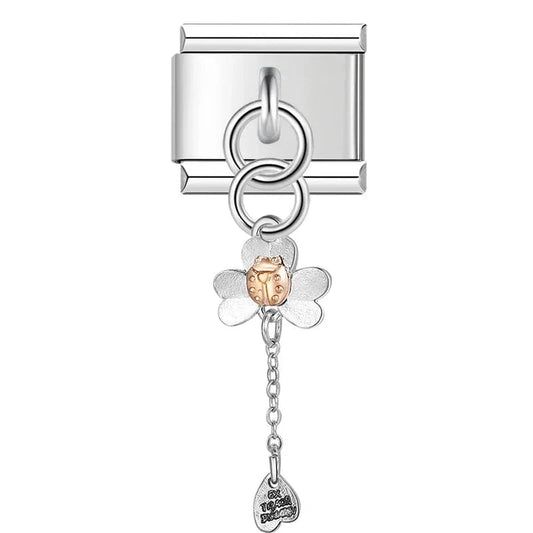 Ladybug Clover - Cacilia Sauer - Italian Charm Bracelet - custom jewelry - vintage jewelry - charms and pendants