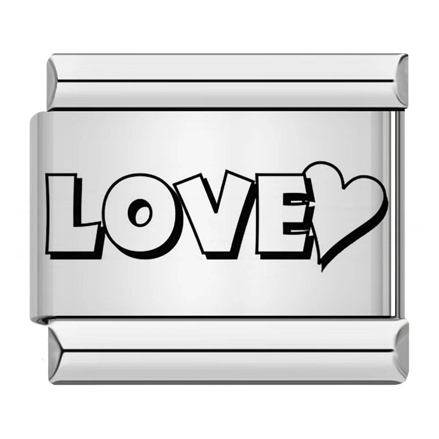 Love Outline Heart Italian charm link — 9mm stainless steel module