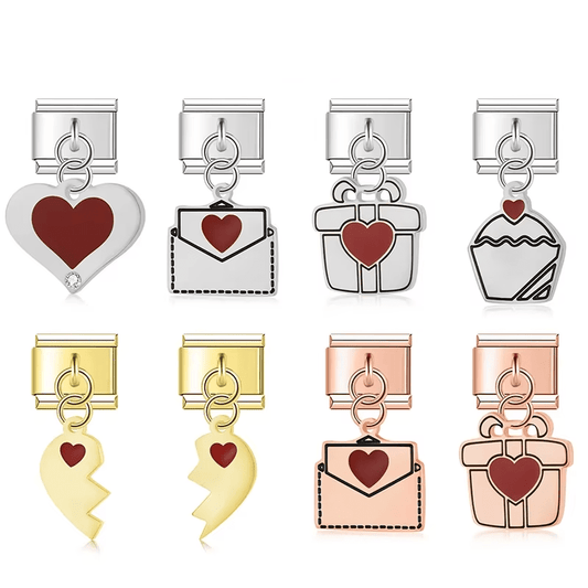 Love & Heartbreak Charm Set - Cacilia Sauer - Italian Charm Bracelet - custom jewelry - vintage jewelry - charms and pendants