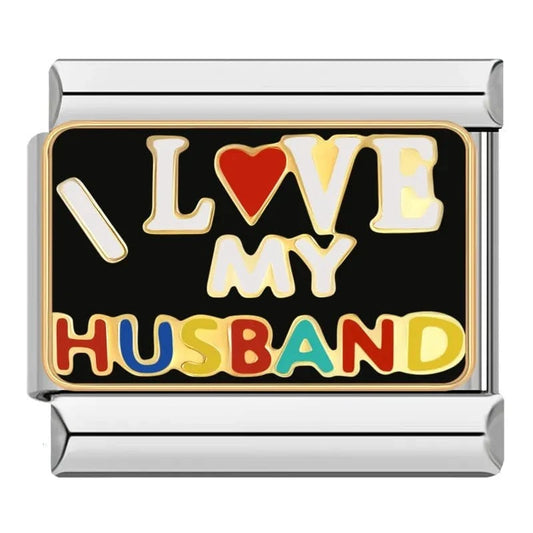 Love My Husband - Cacilia Sauer - Italian Charm Bracelet - custom jewelry - vintage jewelry - charms and pendants