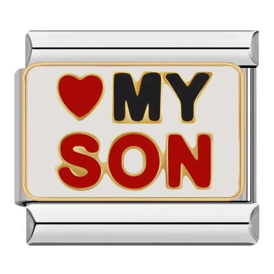 Love My Son - Cacilia Sauer - Italian Charm Bracelet - custom jewelry - vintage jewelry - charms and pendants
