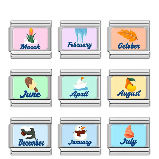 Months - Cacilia Sauer - Italian Charm Bracelet - custom jewelry - vintage jewelry - charms and pendants