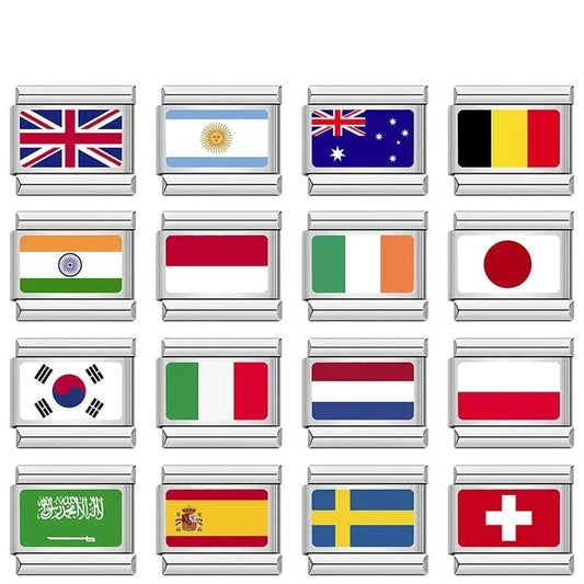 National Flags - Cacilia Sauer - Italian Charm Bracelet - custom jewelry - vintage jewelry - charms and pendants