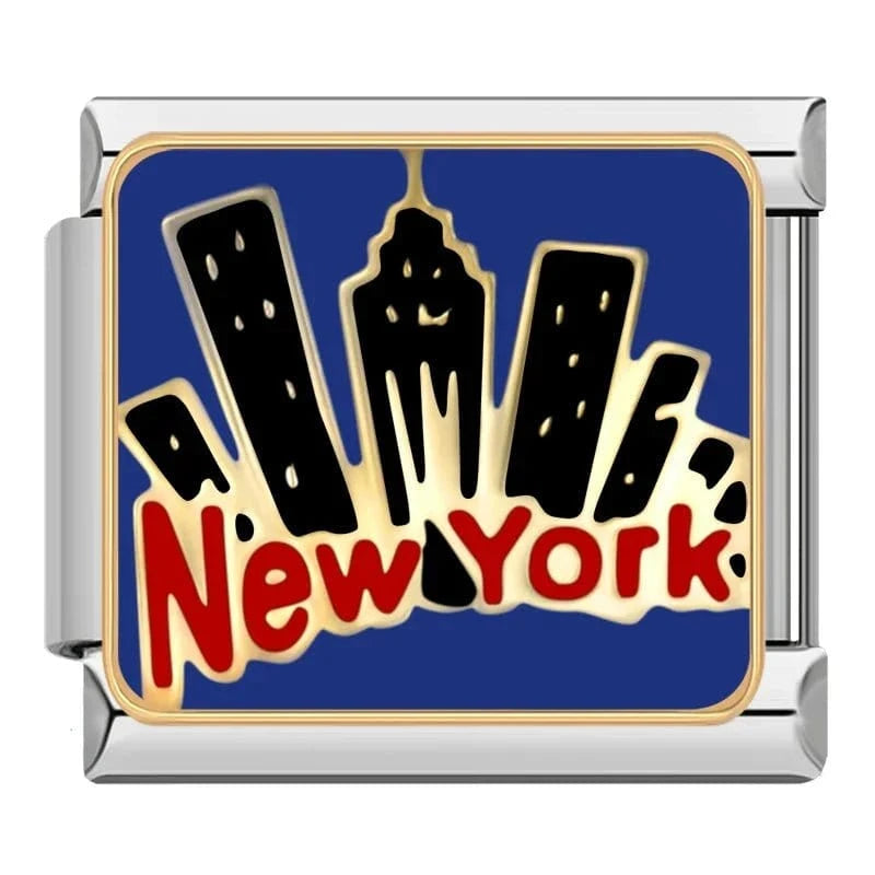 New York Italian charm link, 9mm stainless steel module
