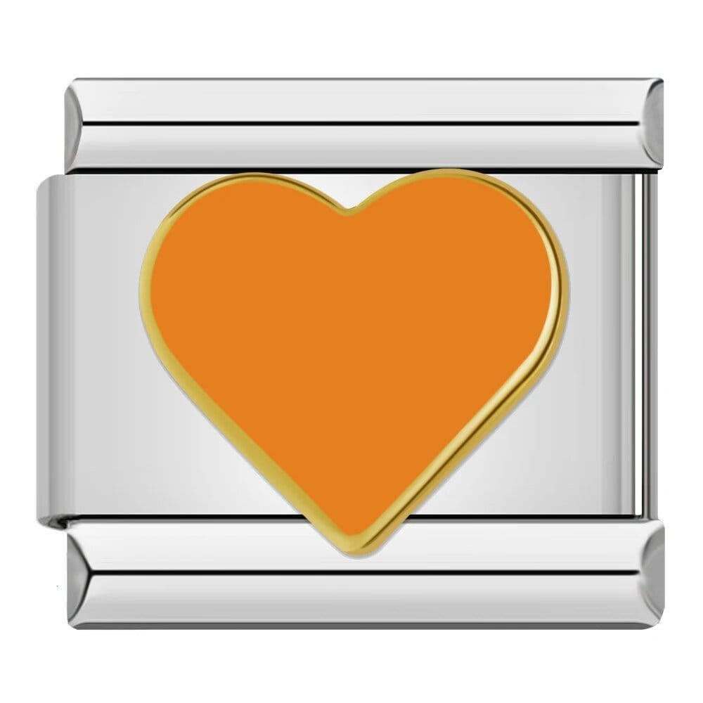 Orange Heart - Cacilia Sauer - Italian Charm Bracelet - custom jewelry - vintage jewelry - charms and pendants