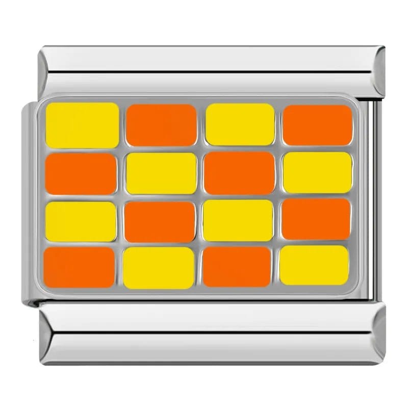 Orange - Yellow Pattern - Cacilia Sauer - Italian Charm Bracelet - custom jewelry - vintage jewelry - charms and pendants