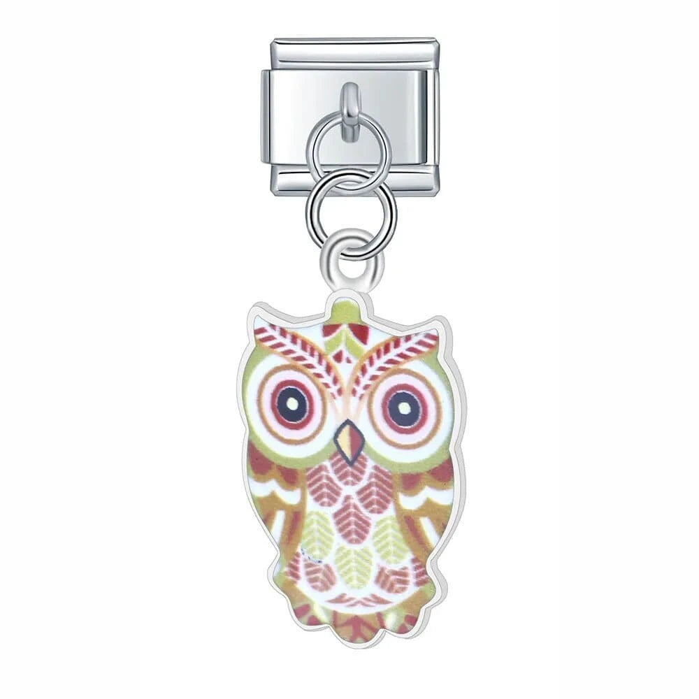 Owls - Cacilia Sauer - Italian Charm Bracelet - custom jewelry - vintage jewelry - charms and pendants