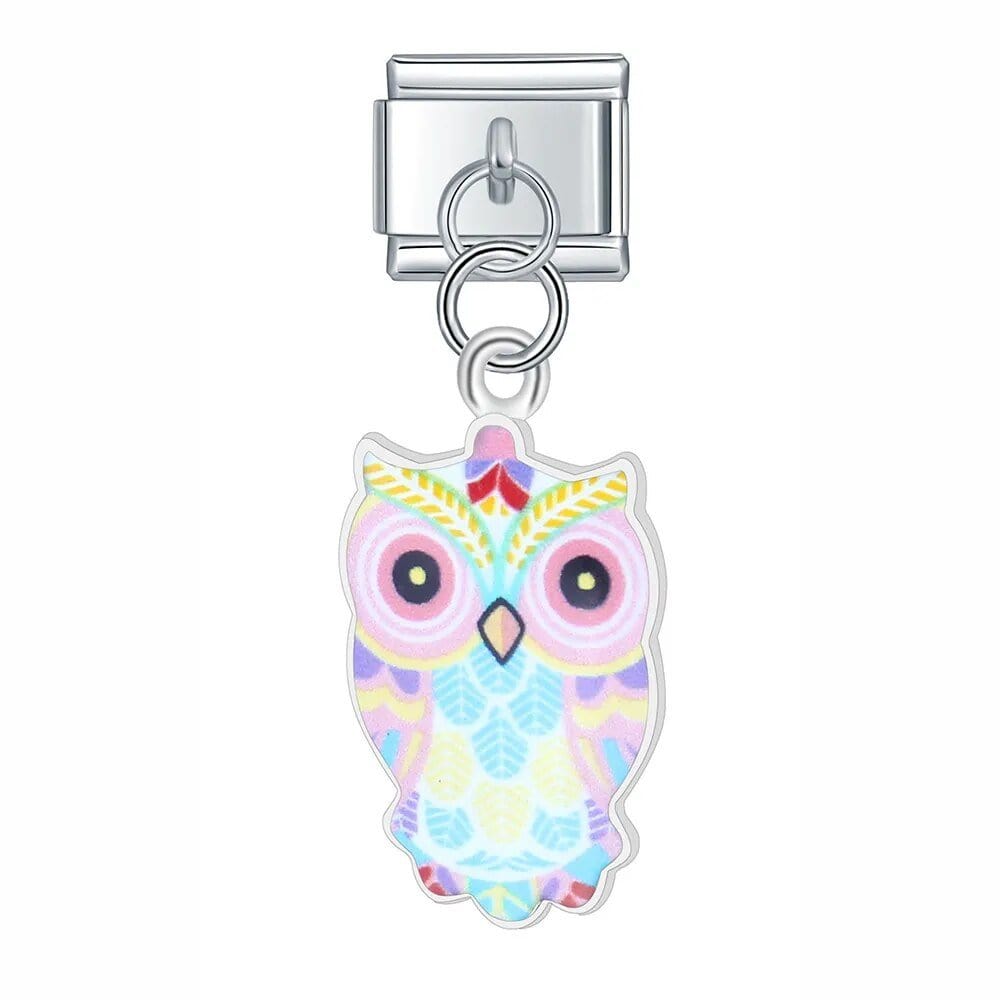 Owls - Cacilia Sauer - Italian Charm Bracelet - custom jewelry - vintage jewelry - charms and pendants