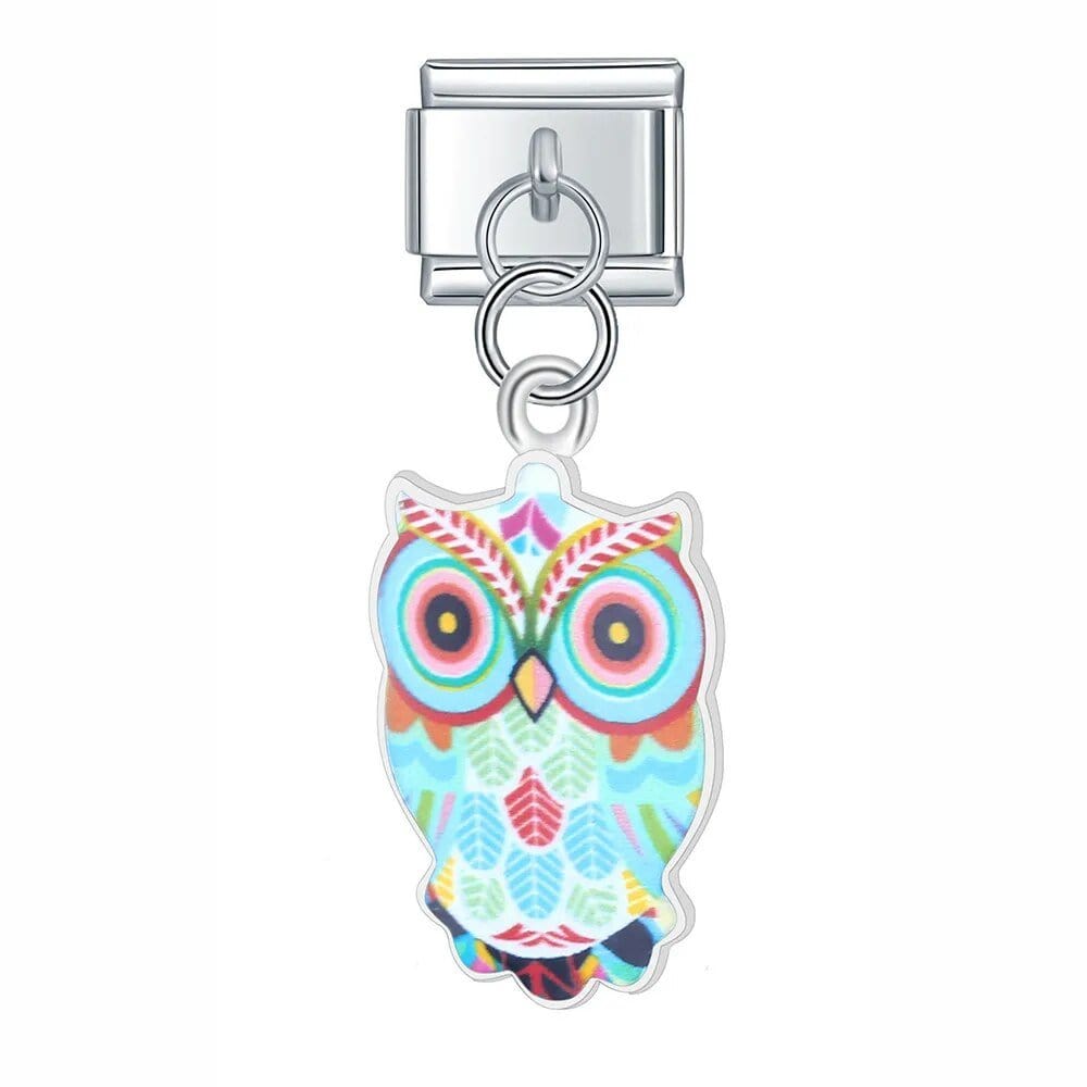 Owls - Cacilia Sauer - Italian Charm Bracelet - custom jewelry - vintage jewelry - charms and pendants