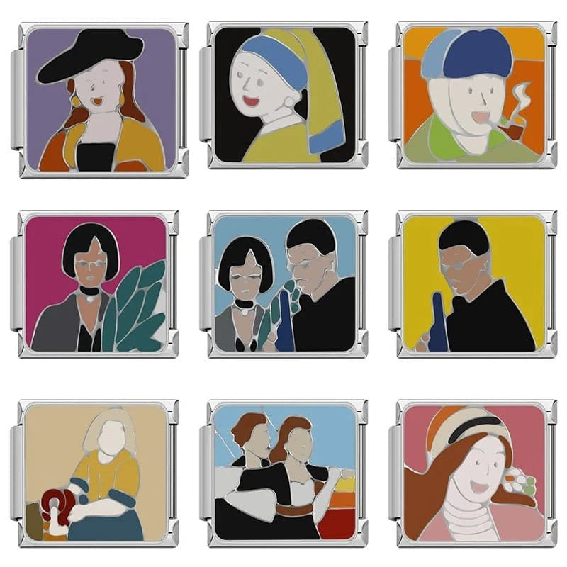 Painting Art Collection - Cacilia Sauer - Italian Charm Bracelet - custom jewelry - vintage jewelry - charms and pendants