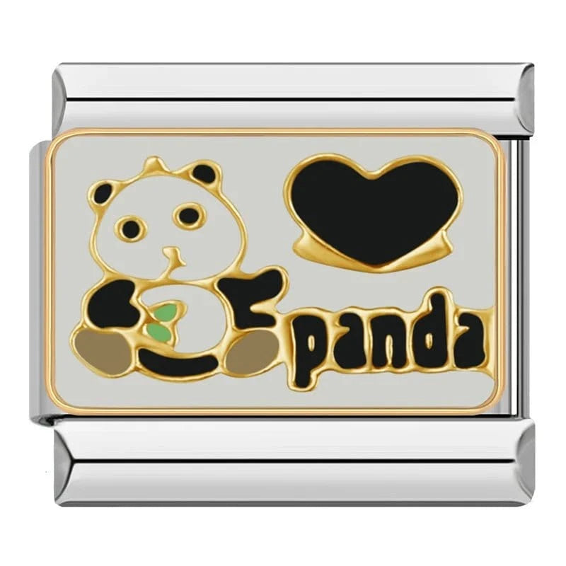 Panda - Cacilia Sauer - Italian Charm Bracelet - custom jewelry - vintage jewelry - charms and pendants