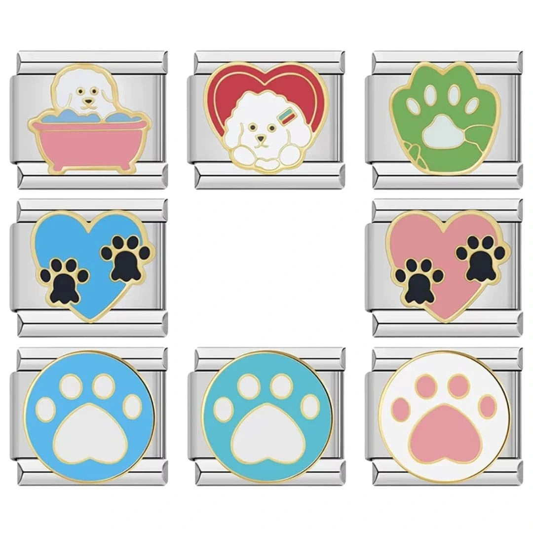 Paw Print - Cacilia Sauer - Italian Charm Bracelet - custom jewelry - vintage jewelry - charms and pendants