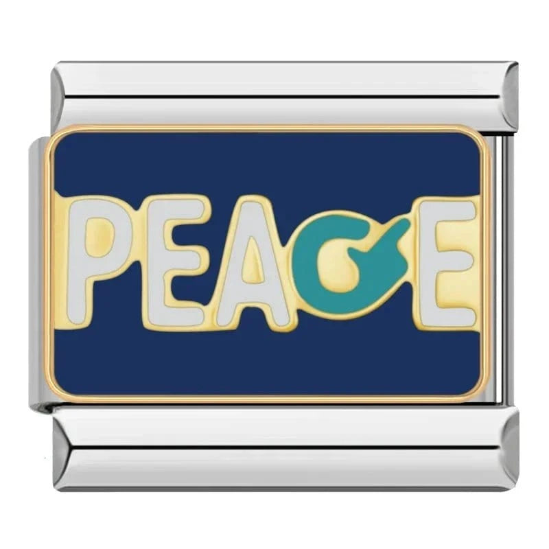 Peace - Cacilia Sauer - Italian Charm Bracelet - custom jewelry - vintage jewelry - charms and pendants