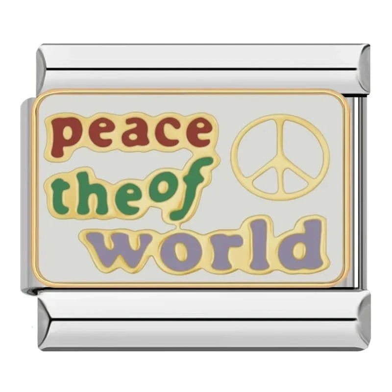 Peace Of The World - Cacilia Sauer - Italian Charm Bracelet - custom jewelry - vintage jewelry - charms and pendants
