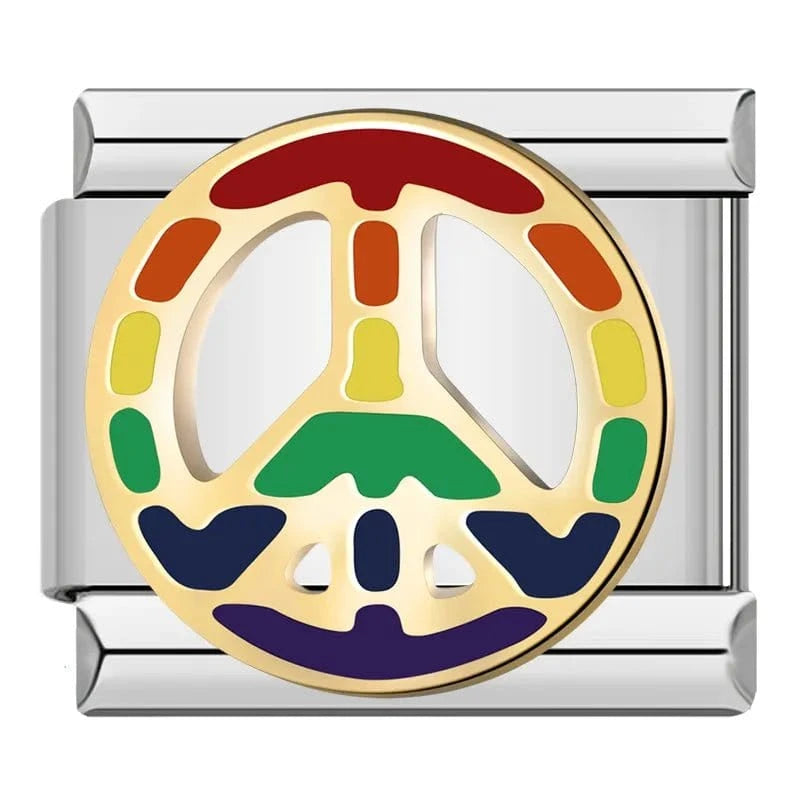 Peace Sign Rainbow - Cacilia Sauer - Italian Charm Bracelet - custom jewelry - vintage jewelry - charms and pendants