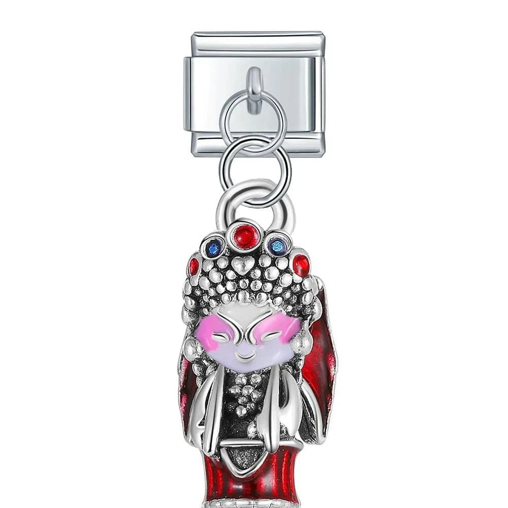 Peking Opera - Cacilia Sauer - Italian Charm Bracelet - custom jewelry - vintage jewelry - charms and pendants