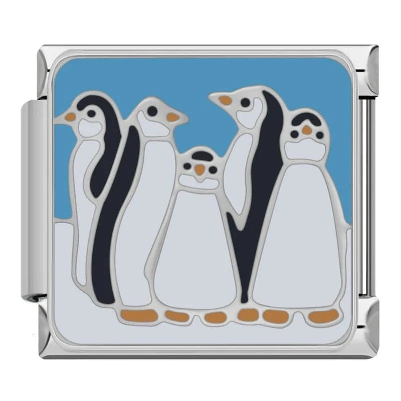 Penguin Family - Cacilia Sauer - Italian Charm Bracelet - custom jewelry - vintage jewelry - charms and pendants