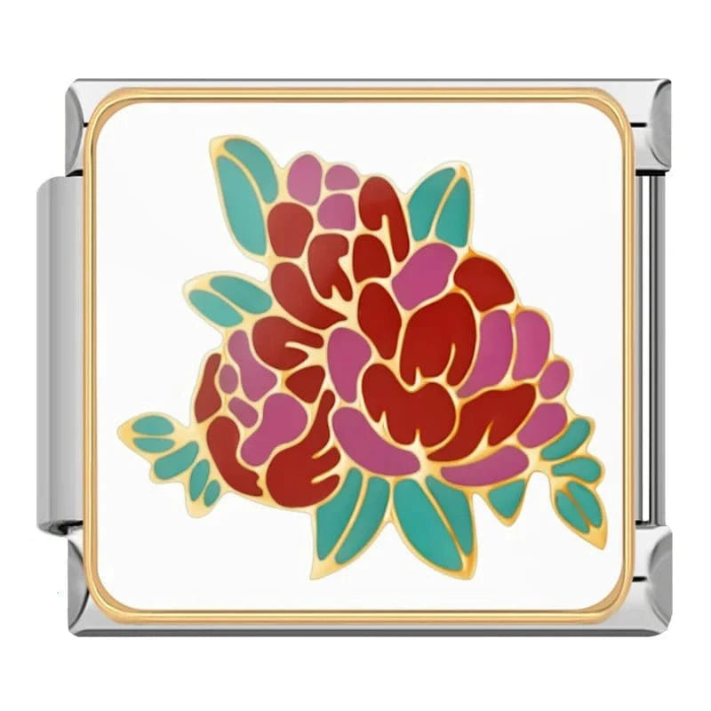 Peony Bouquet - Cacilia Sauer - Italian Charm Bracelet - custom jewelry - vintage jewelry - charms and pendants