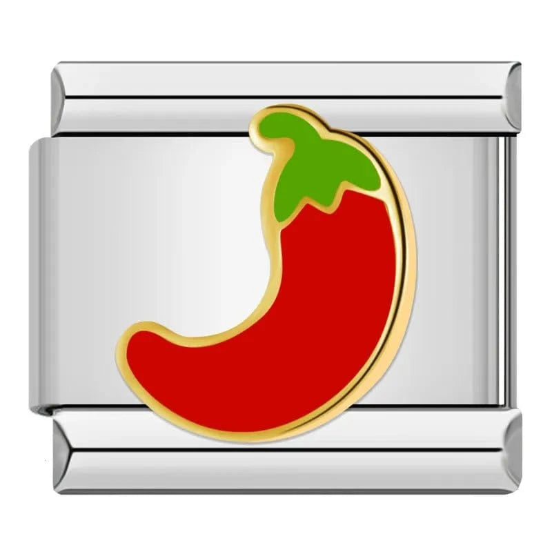 Pepper Italian charm link, 9mm stainless steel module