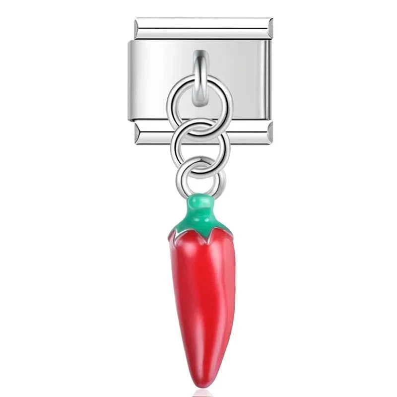 Pepper (Red) - Cacilia Sauer - Italian Charm Bracelet - custom jewelry - vintage jewelry - charms and pendants