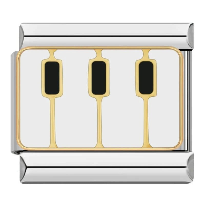 Piano Italian charm link, 9mm stainless steel module