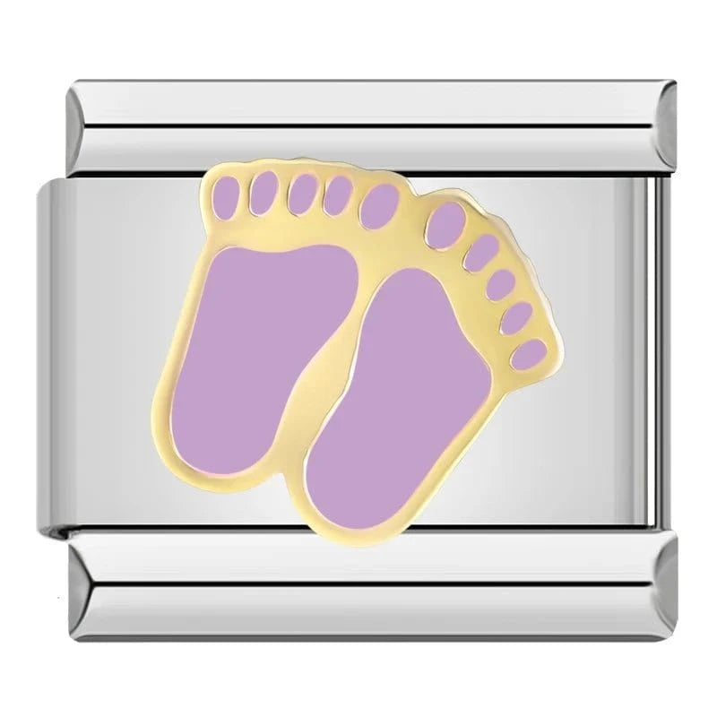 Pink Baby Footprint - Cacilia Sauer - Italian Charm Bracelet - custom jewelry - vintage jewelry - charms and pendants