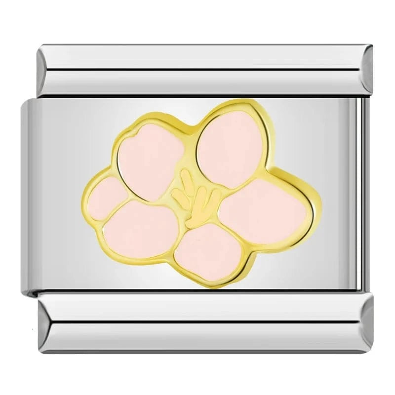 Pink Flower - Cacilia Sauer - Italian Charm Bracelet - custom jewelry - vintage jewelry - charms and pendants