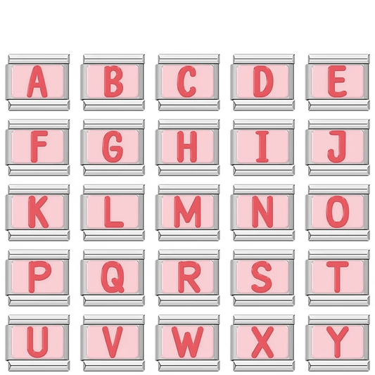 Pink Letters - Cacilia Sauer - Italian Charm Bracelet - custom jewelry - vintage jewelry - charms and pendants