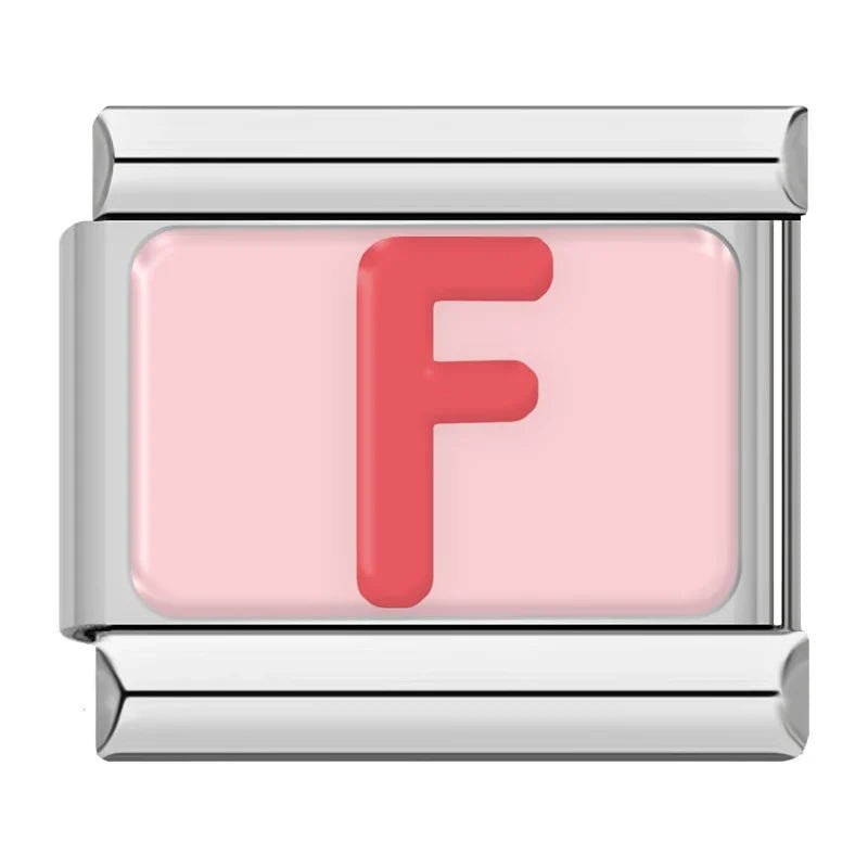 Pink Letters - Cacilia Sauer - Italian Charm Bracelet - custom jewelry - vintage jewelry - charms and pendants