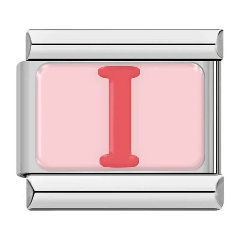 Pink Letters - Cacilia Sauer - Italian Charm Bracelet - custom jewelry - vintage jewelry - charms and pendants