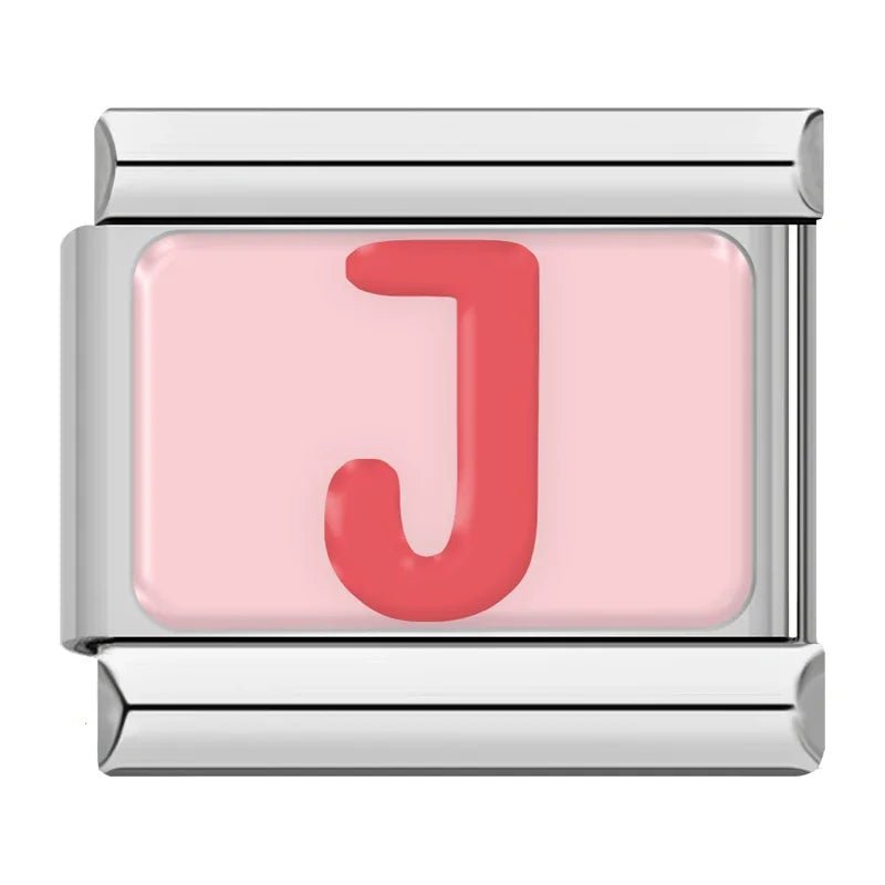 Pink Letters - Cacilia Sauer - Italian Charm Bracelet - custom jewelry - vintage jewelry - charms and pendants