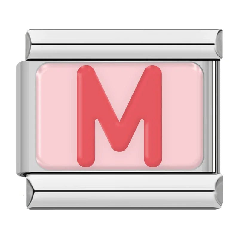 Pink Letters - Cacilia Sauer - Italian Charm Bracelet - custom jewelry - vintage jewelry - charms and pendants