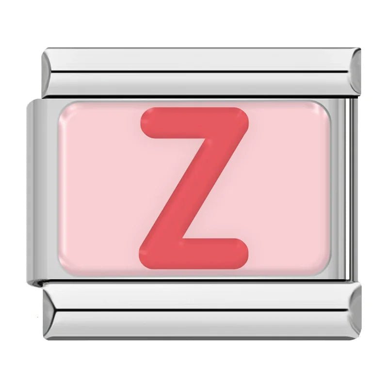 Pink Letters - Cacilia Sauer - Italian Charm Bracelet - custom jewelry - vintage jewelry - charms and pendants
