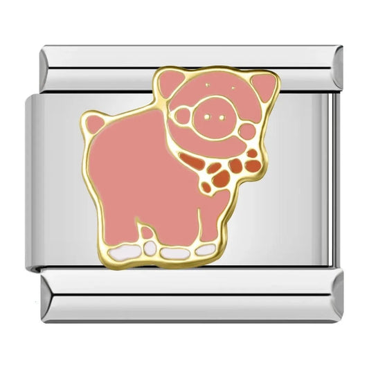 Pink Pig - Cacilia Sauer - Italian Charm Bracelet - custom jewelry - vintage jewelry - charms and pendants