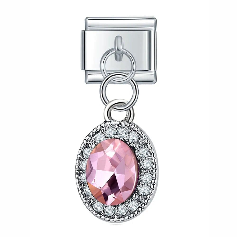 Pink Rhinestone - Cacilia Sauer - Italian Charm Bracelet - custom jewelry - vintage jewelry - charms and pendants