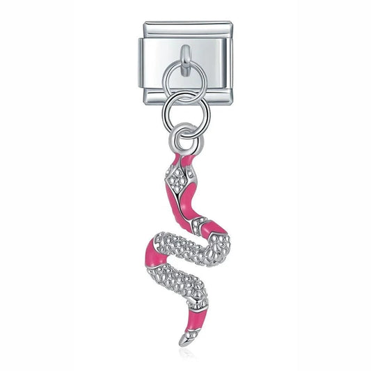 Pink Snake - Cacilia Sauer - Italian Charm Bracelet - custom jewelry - vintage jewelry - charms and pendants
