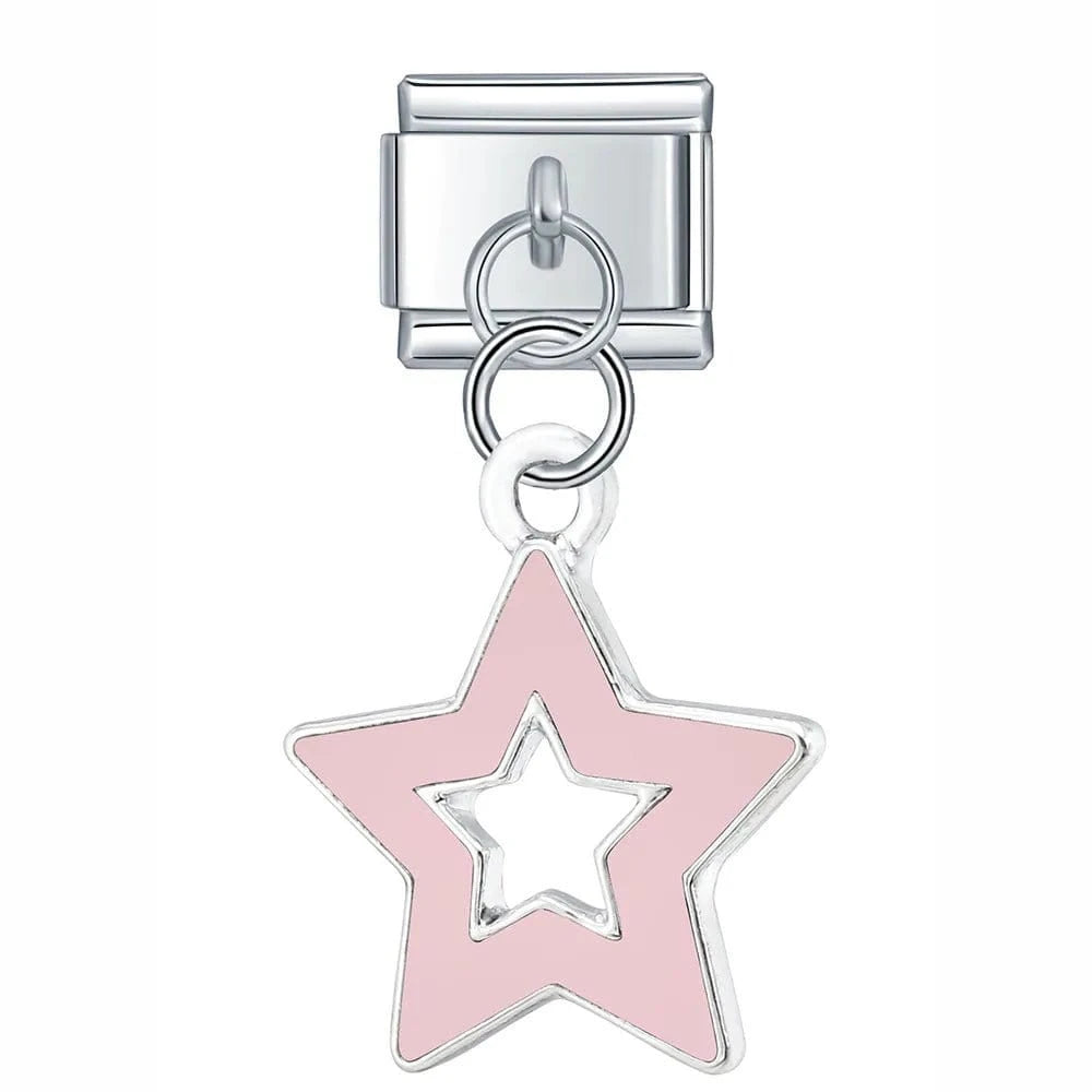 Pink Star - Cacilia Sauer - Italian Charm Bracelet - custom jewelry - vintage jewelry - charms and pendants