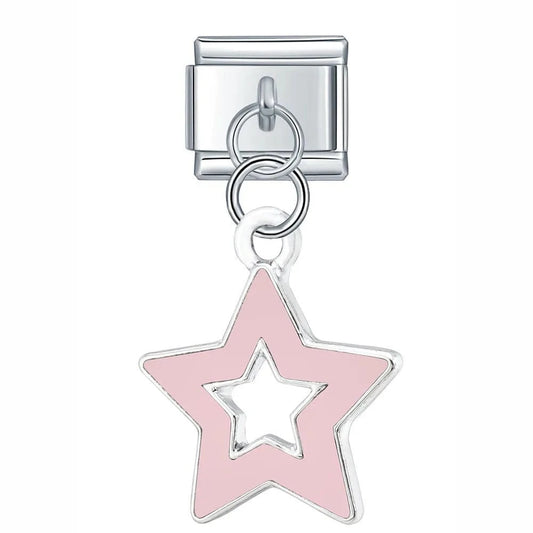 Pink Star - Cacilia Sauer - Italian Charm Bracelet - custom jewelry - vintage jewelry - charms and pendants