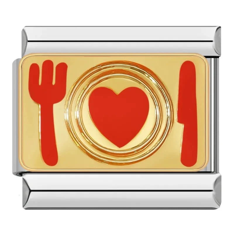 Plate w Heart - Cacilia Sauer - Italian Charm Bracelet - custom jewelry - vintage jewelry - charms and pendants