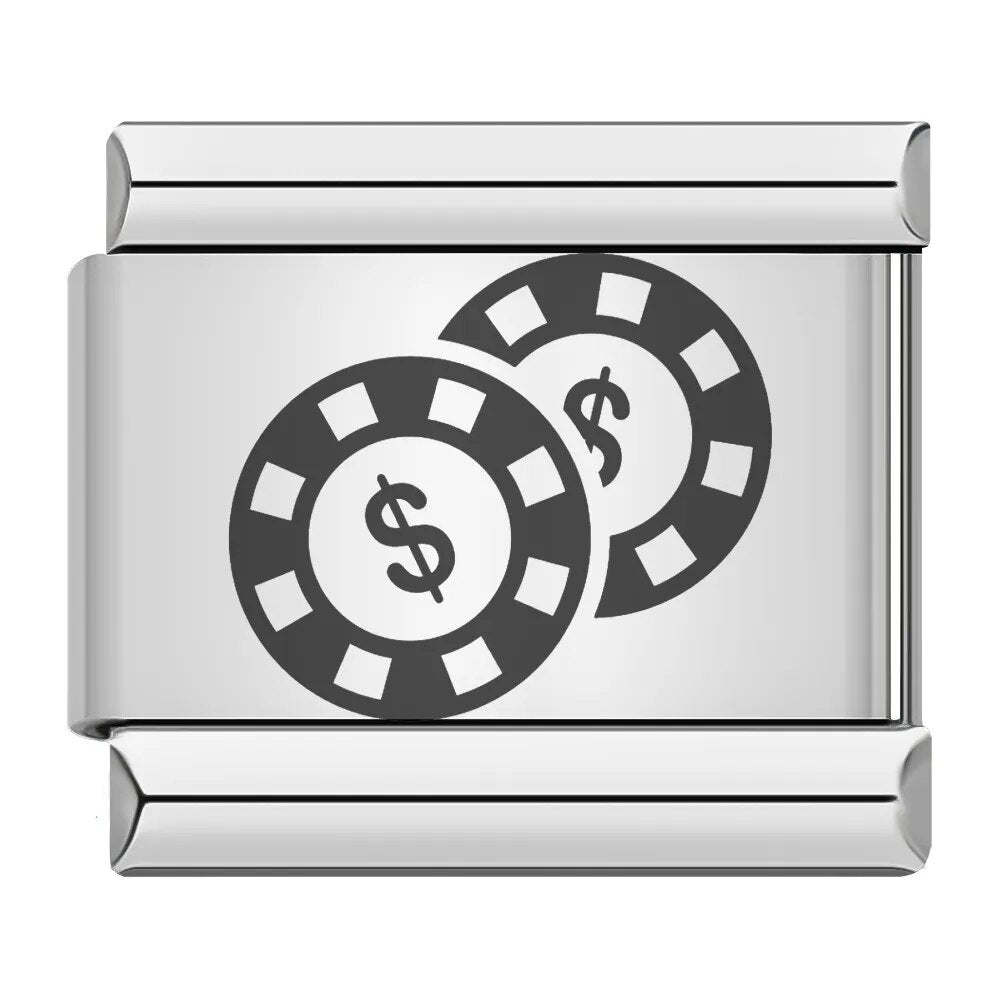 Poker Casino - Cacilia Sauer - Italian Charm Bracelet - custom jewelry - vintage jewelry - charms and pendants