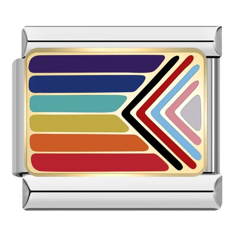 Pride Badge Flag - Cacilia Sauer - Italian Charm Bracelet - custom jewelry - vintage jewelry - charms and pendants