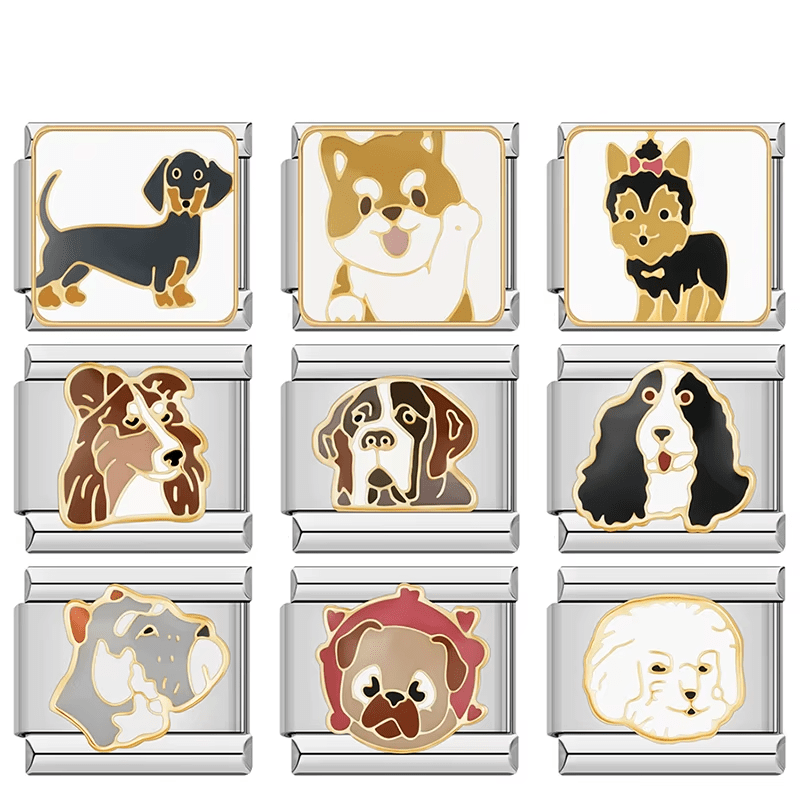 Puppy's Face Charms - Cacilia Sauer - Italian Charm Bracelet - custom jewelry - vintage jewelry - charms and pendants