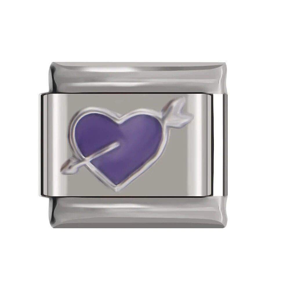 Purple Arrow Heart - Cacilia Sauer - Italian Charm Bracelet - custom jewelry - vintage jewelry - charms and pendants