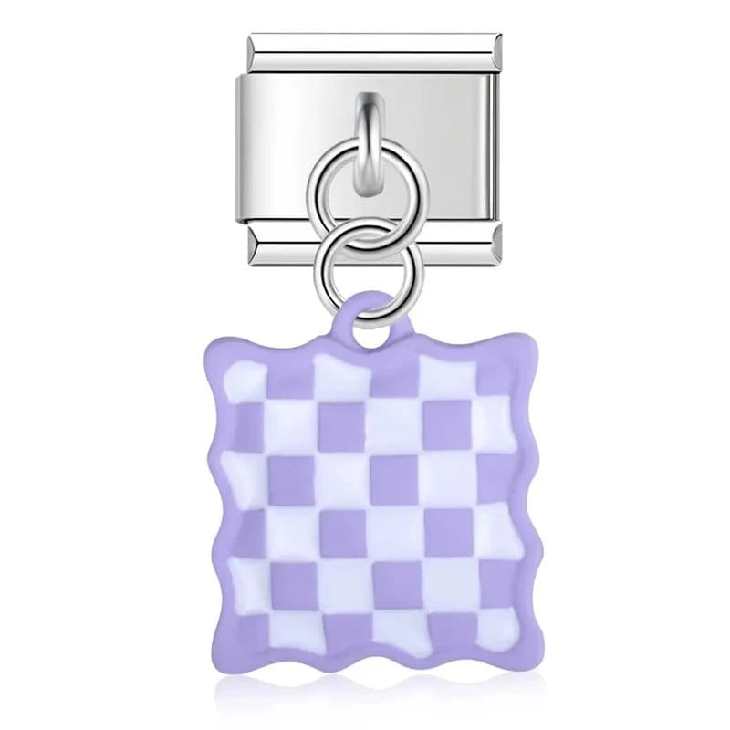 Purple Domino - Cacilia Sauer - Italian Charm Bracelet - custom jewelry - vintage jewelry - charms and pendants