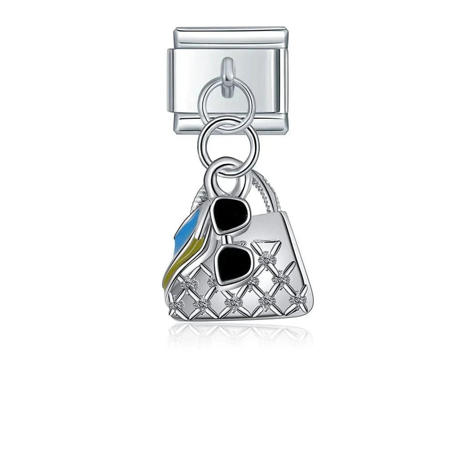 Quilted Purse Dangle Italian charm link — 9mm stainless steel module
